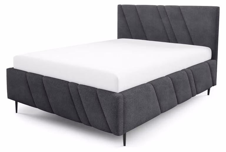 Letto imbottito con contenitore, modello Raiz, finitura Grafitschatten, dimensioni 180 x 200 cm