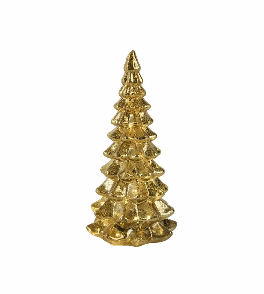 Lumineo Albero Vetro Oro 21cm con LED Micro Bianco Caldo Decorativo