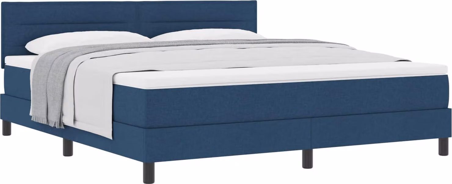 Letto a molle con testiera Blu 180 x 200 cm Tessuto