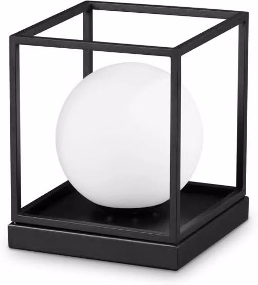 Lampada da tavolo moderna IDEAL LUX Lingotto in metallo e vetro, disponibile in nero o oro/ottone, con lampadina E14 sostituibile e protezione IP20