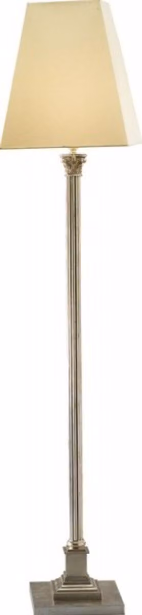 Lampada da terra Casa Padrino in stile barocco con colonna argentata, dimensioni 170 x 35 cm - Lampada da terra artigianale realizzata in Italia