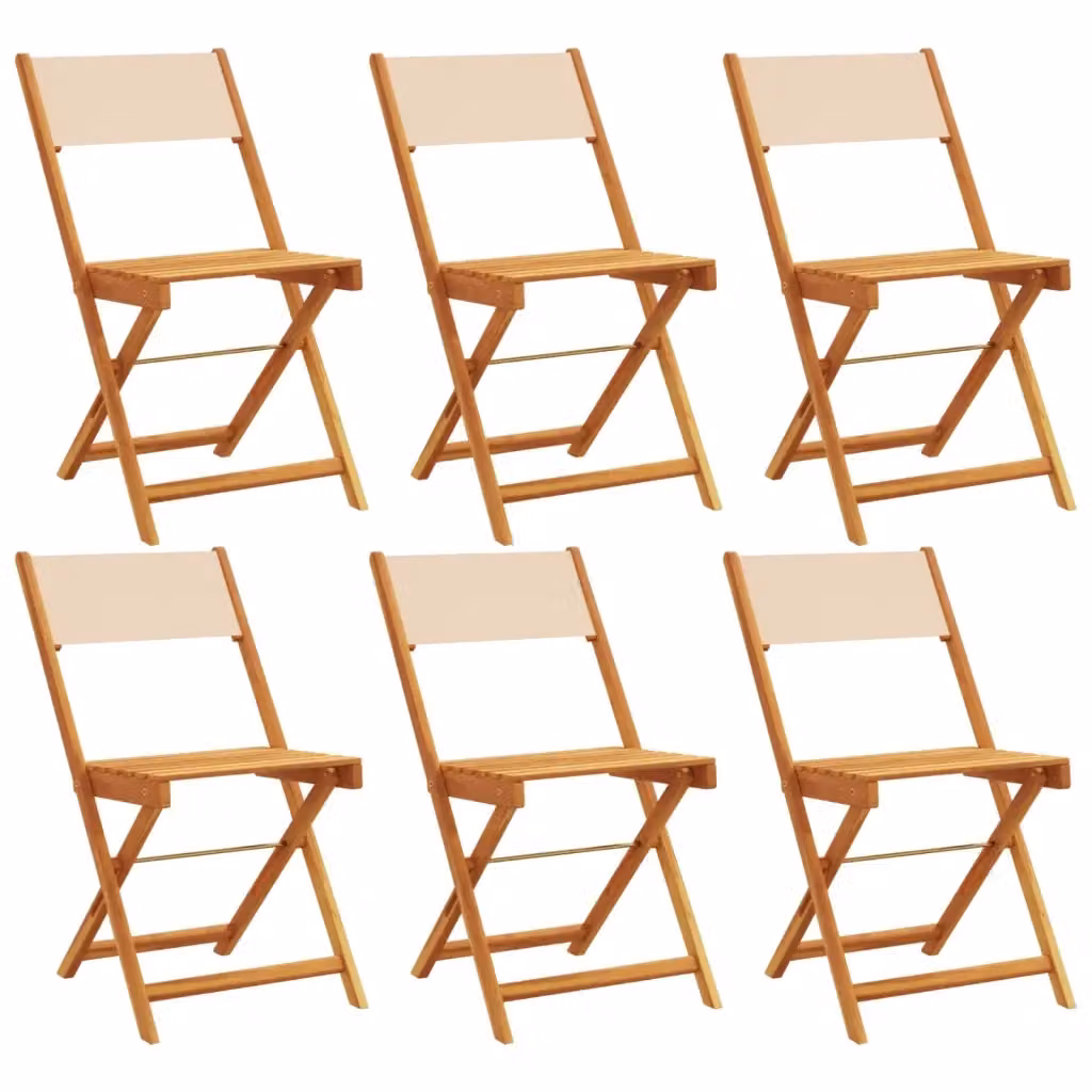 Set di 6 sedie pieghevoli da giardino vidaXL in legno di acacia oliato e tessuto beige resistente ai raggi UV – 2