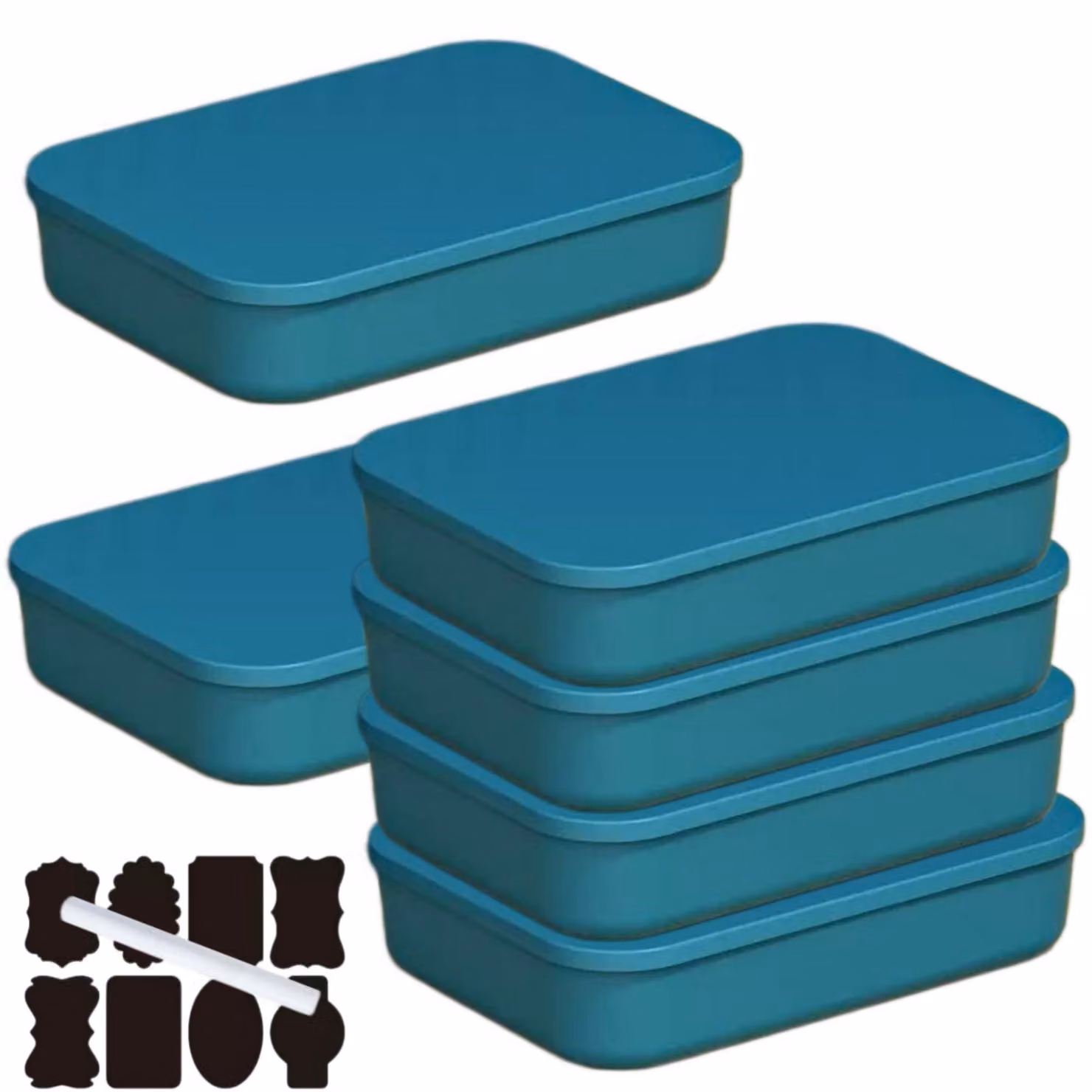 Omgoods - Contenitori in plastica impilabili con coperchi - Set da 6, colore blu