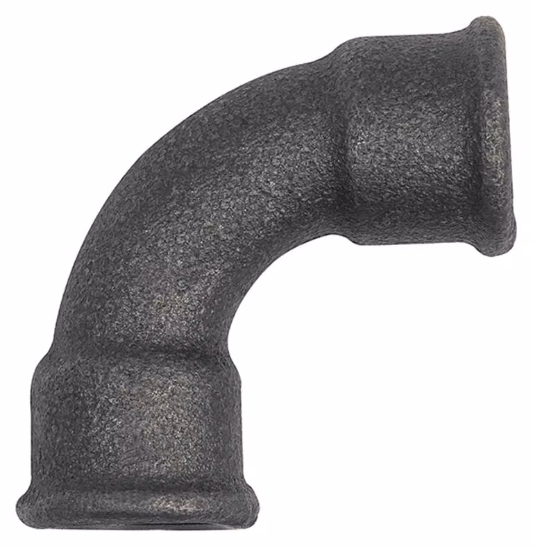 Gomito Riegler 2a, 90°, corto, Rp 2 i., Rp 2 i., ghisa malleabile nera