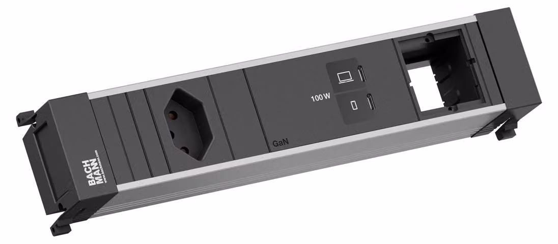 BACHMANN POWER FRAME M 1xCH 0°, 1xUSB C/C 100 W, 1xCM L=0,2 m
