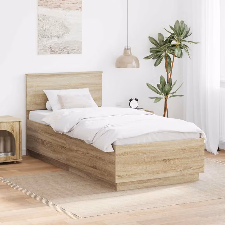 Struttura del letto con testiera vidaXL in legno color marrone, L 140 x P 70 cm