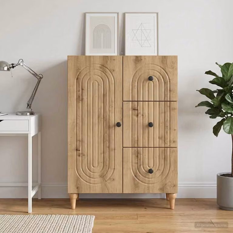 Credenza moderna in legno e metallo vidaXL colore rovere marrone L: 66 cm, P: 34,5 cm, H: 90 cm