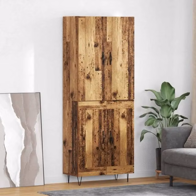 Set di 2 credenze vidaXL in legno vecchio e metallo, colore marrone, L/P/H: 69,5 x 34 x 180 cm