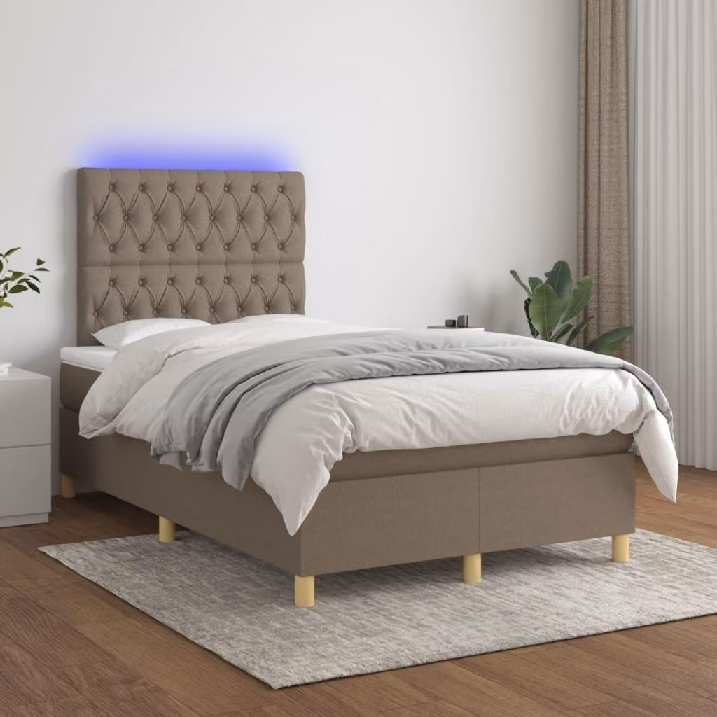 Maison Exclusive - Letto a Molle con Materasso e LED Tortora 120x200cm in Tessuto