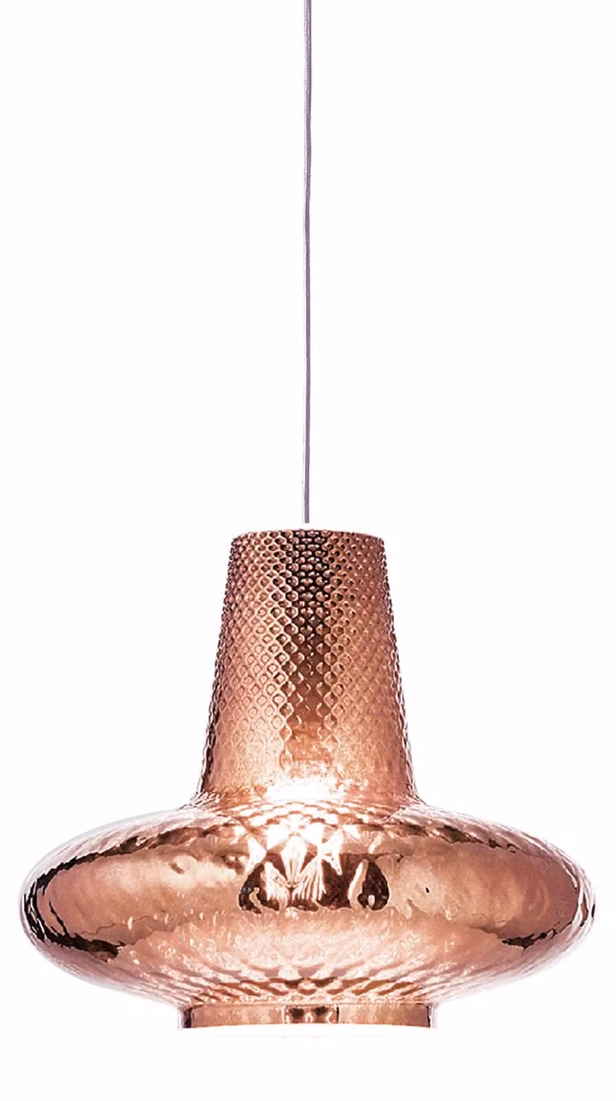 Zafferano Lampada a sospensione, vetro soffiato e metallo, ø 320x3150 mm, 1x E27 da 70 Watt, IP20, struttura grigia, vetro oro rosa