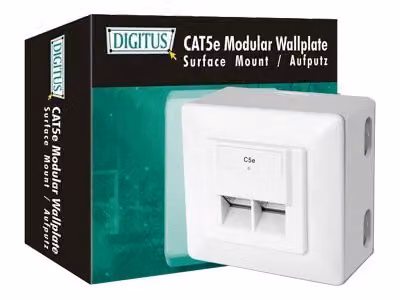 DIGITUS scatola da parete Cat. 5e, classe D, 2 x RJ45, schermato