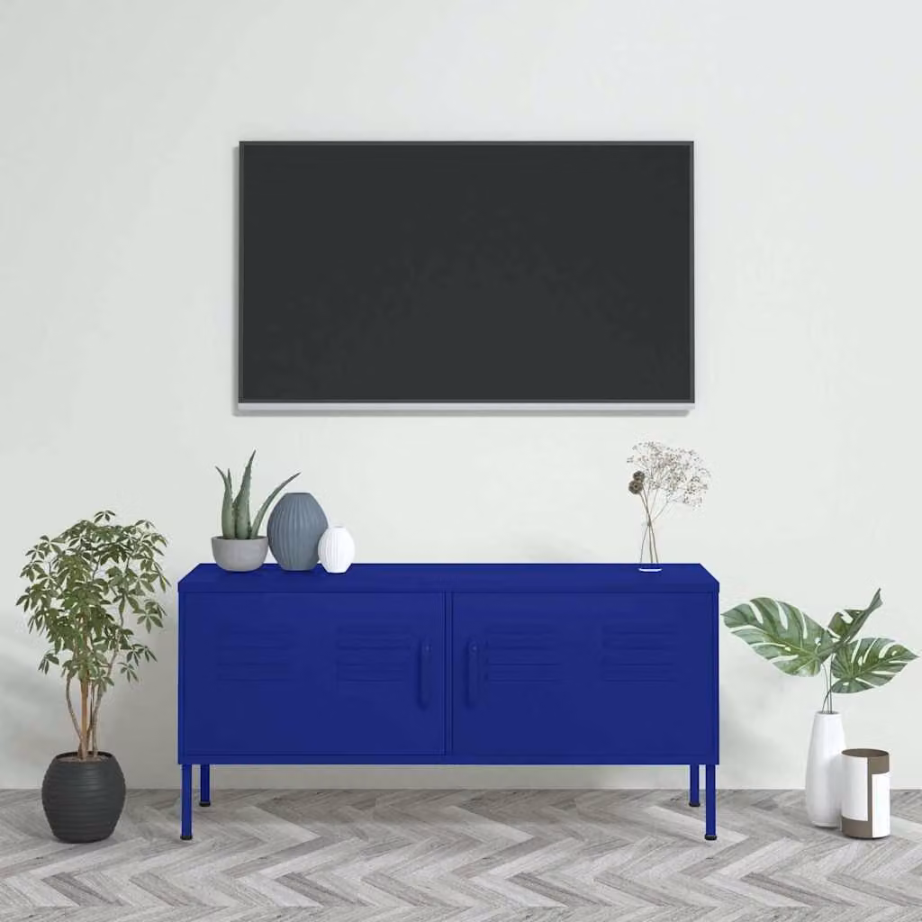 Mobile TV vidaXL Blu Marino in Acciaio L: 105 cm, P: 35 cm, H: 50 cm