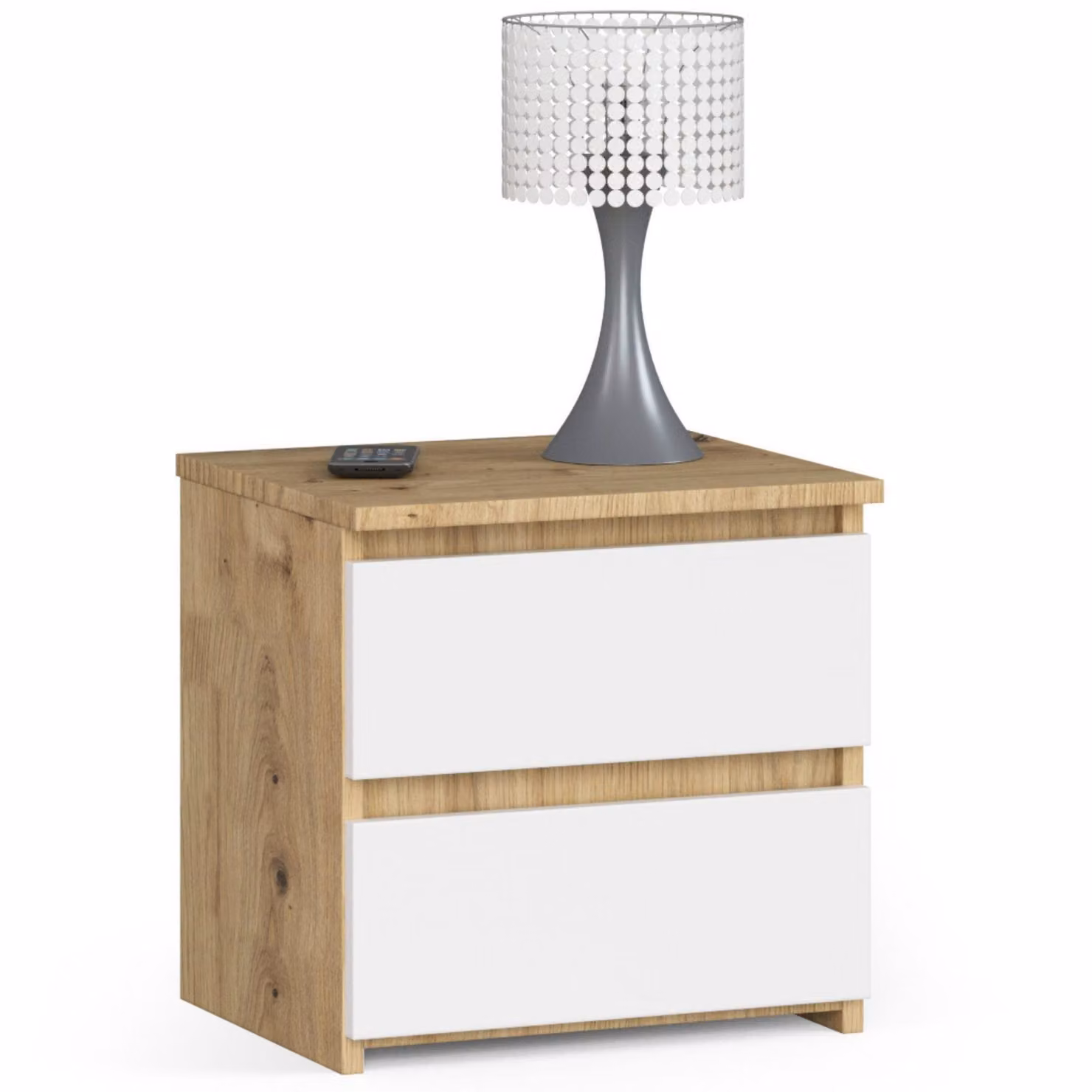 Comò CL2 40 cm Rovere Artisan Bianco con 2 Cassetti e Bordo ABS