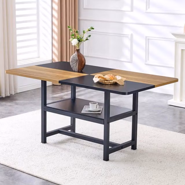 Tavolo da pranzo rettangolare MIVRAY in MDF e metallo nero e marrone per 4-6 persone L: 160 cm, P: 90 cm, H: 76 cm