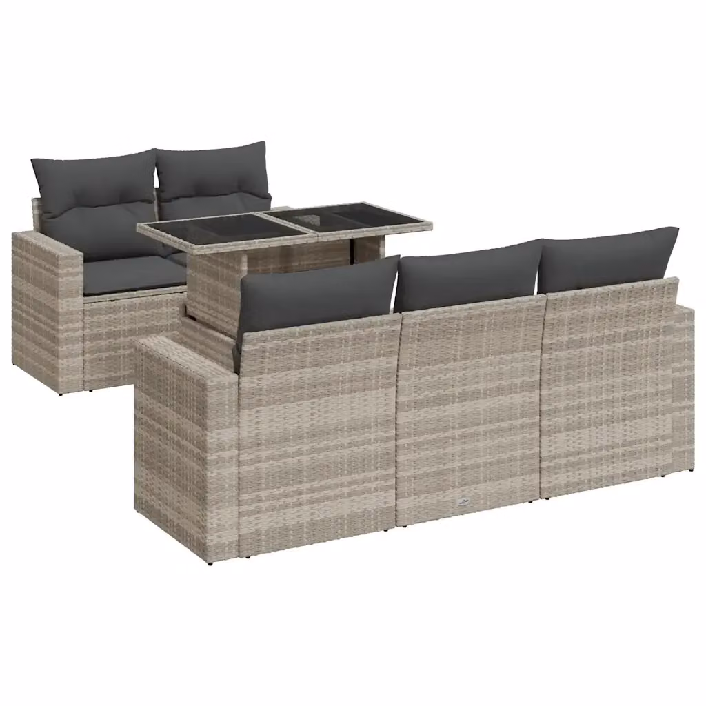 Set Divano da Giardino a L vidaXL in Polyrattan Grigio con Cuscini e Tavolino da Esterno – 2