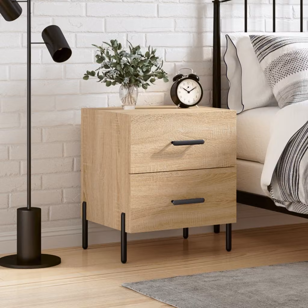 Comodino vidaXL in Rovere Sonoma e Legno Multistrato, L 40 cm x P 35 cm x H 47,5 cm