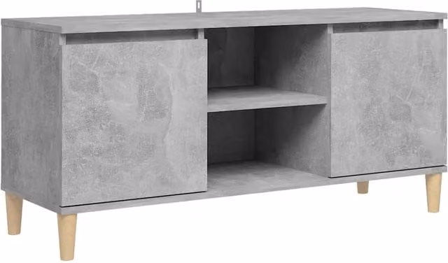 Mobile TV multimediale scaffale TV credenza mobile TV per sala da pranzo soggiorno camera da letto con gambe in legno massello 103,5 x 35 x 50 cm grigio 02_0026844