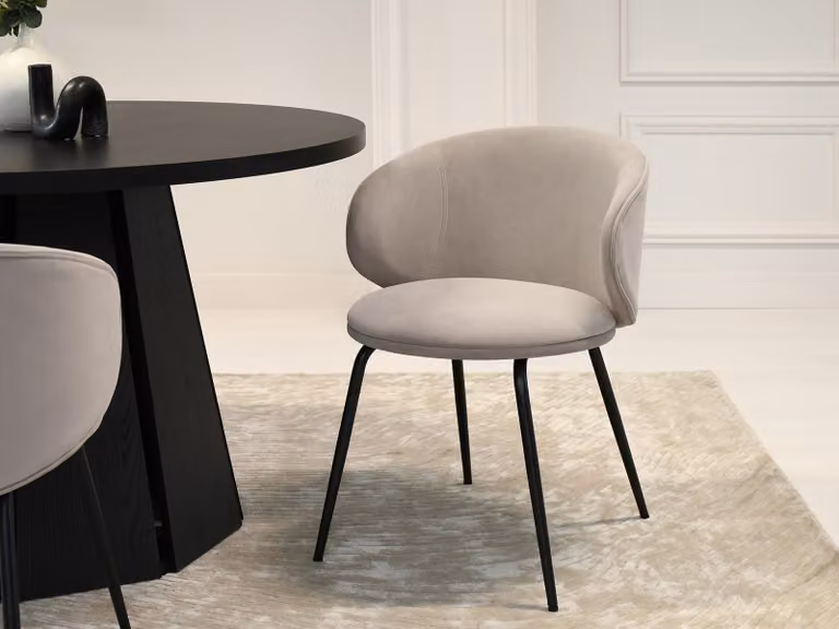 Sedia da pranzo FLORIA - grigio-beige / nero