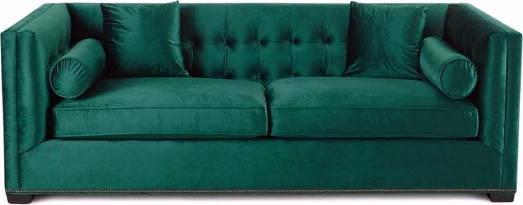 Chesterfield Grün Stoff Wohnzimmer Couchen Polster Sofa Sofas Couch Dreisitzer
