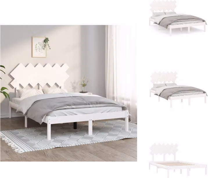 vidaXL Letto in legno massiccio bianco 135x190 cm - Letti e reti
