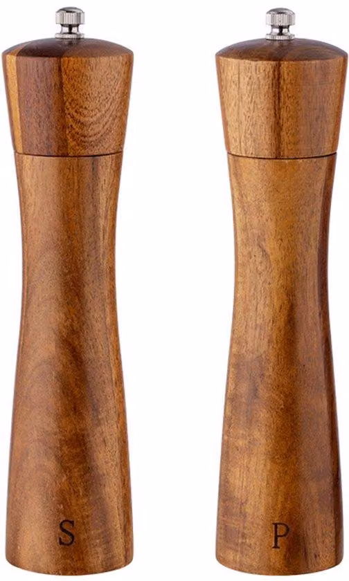 Set trituratore in legno di acacia, 8 pollici, rotore in Vetroceramica, regolazione grossolana