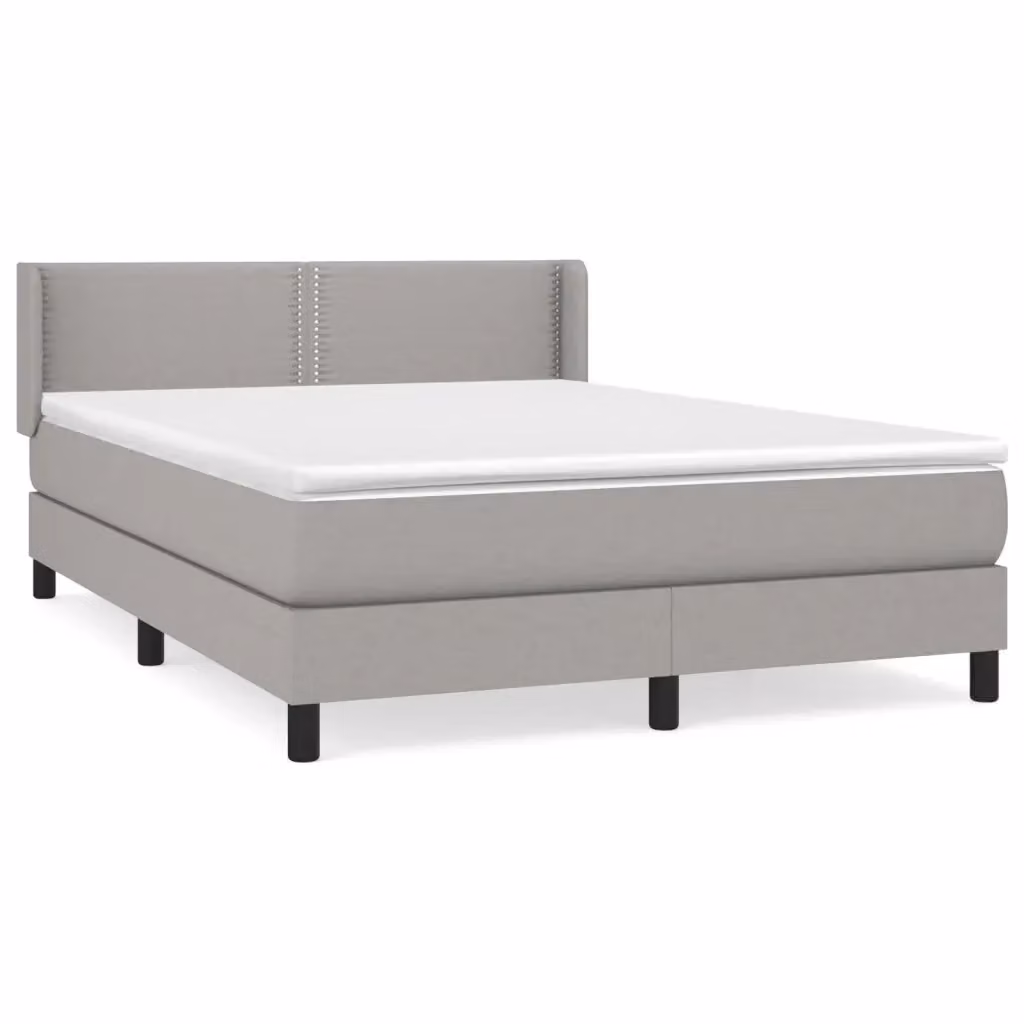 Letto Ibrido vidaXL con Giroletto a Molle e Materasso in Tessuto Grigio e Bianco L/P/H: 203 x 147 x 88 cm – 2
