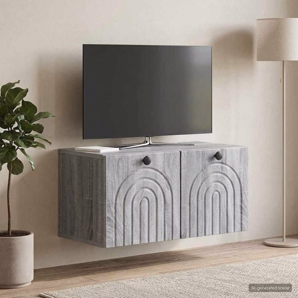 vidaXL Mobile Porta TV da Muro Grigio Moderno L: 59,5 cm, P: 31 cm, H: 30 cm