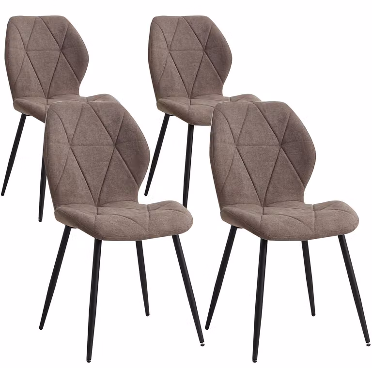 Sedie da pranzo - Set di 4 - Design moderno e minimalista - Struttura in metallo - Senza braccioli - Da montare autonomamente - Colore marrone