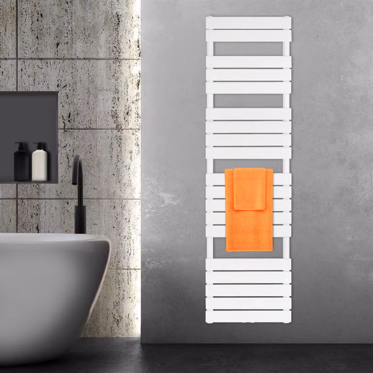VILSTEIN radiatore da bagno attacco centrale, attacco laterale, radiatore a pannello, bianco, 1800 x 500 mm
