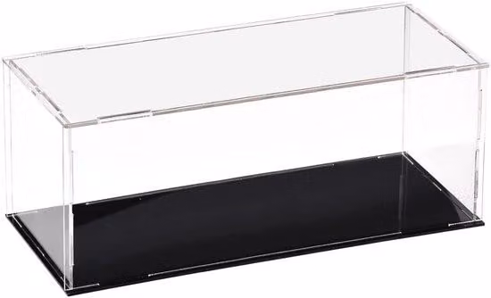 Comodino trasparente con cassetti - 25 x 10 x 10 cm - Organizer - Modello standard - Protezione in tessuto resistente - Comodino espositivo con base nera