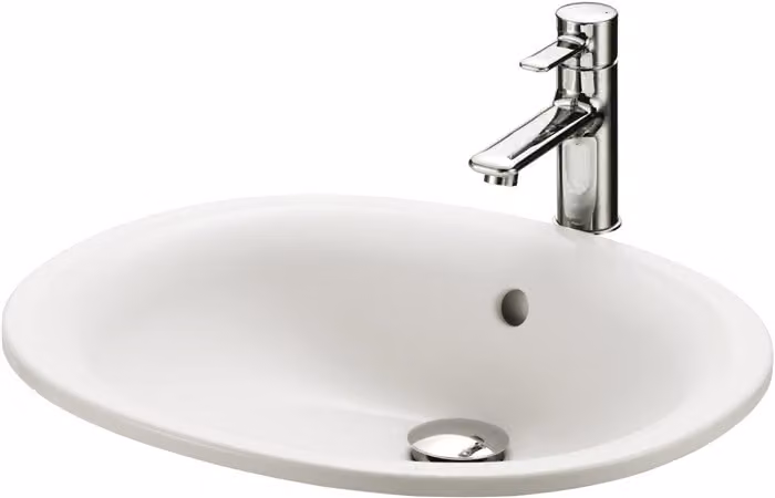 TOTO lavabo encastré, rond, sans trou pour robinetterie, avec trop-plein, 530x450mm, Cefiontect, LW762Y, LW762Y