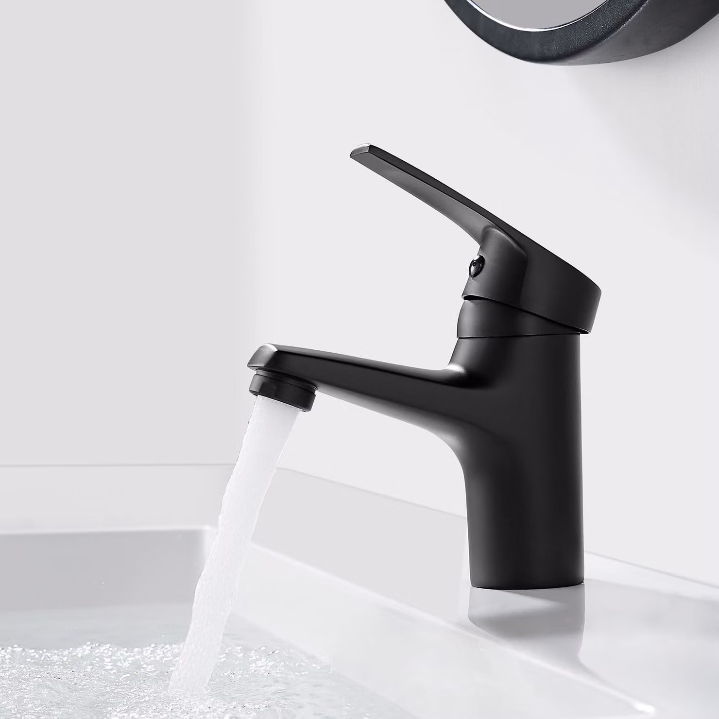 Miscelatore monocomando per lavabo, in ottone, con attacco G3/8, colore nero, per bagno