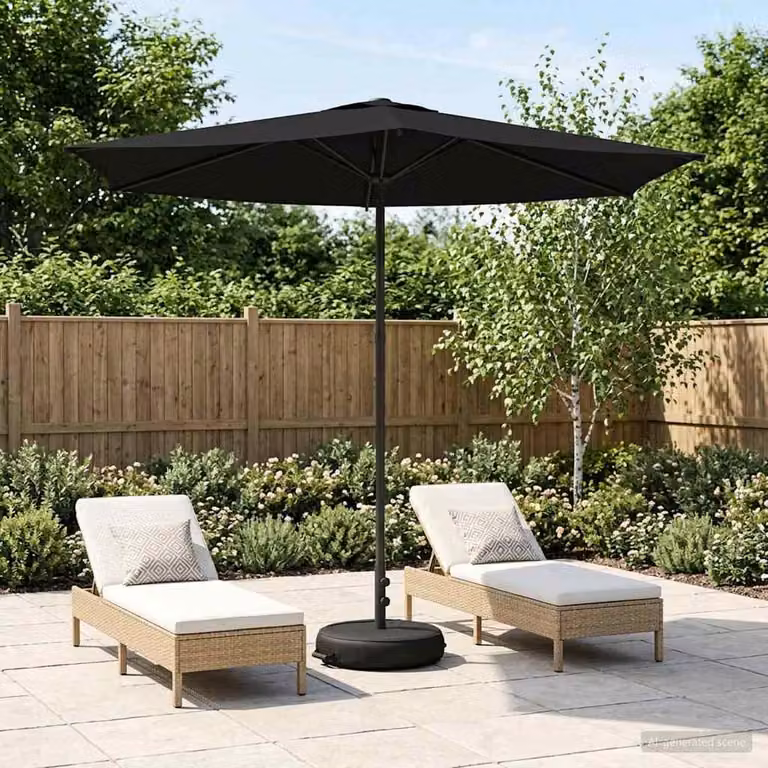 Maison Exclusive - Ombrellone da giardino con base, forma rettangolare, 2,7 x 2,7 m, in poliestere, colore nero