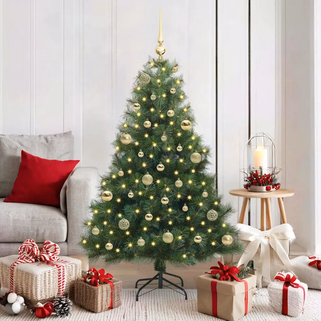 Albero di Natale artificiale vidaXL verde con 150 LED luce bianca calda, Altezza: 150 cm