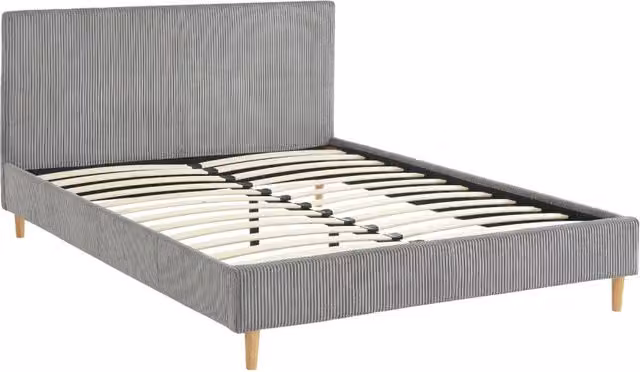Struttura letto Sweeek con rete a doghe fisse e testiera in velluto a coste, L/P: 140 x 190 cm