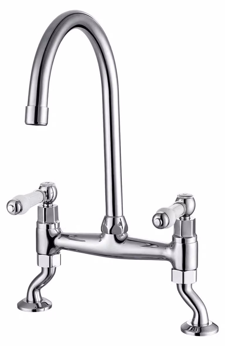 Miscelatore da cucina a colonna, con due manopole, in Vetroceramica, cromato, girevole a 360°