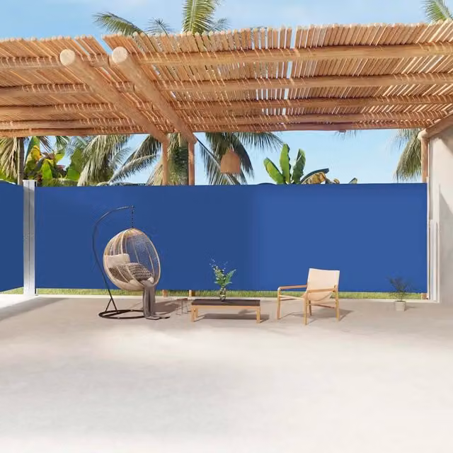 Tenda da sole laterale retrattile vidaXL in poliestere blu L: 1200 cm, H: 220 cm – 1