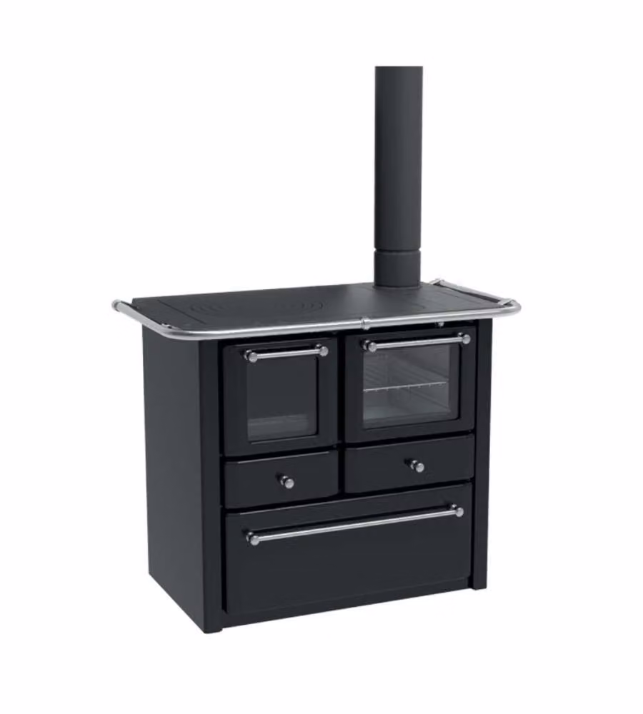 Cucina a Legna Lincar Gaia 4,5 con Forno a Vista in Acciaio Inox, Colore Antracite, L/P/H: 98 x 62 x 85 cm – 2