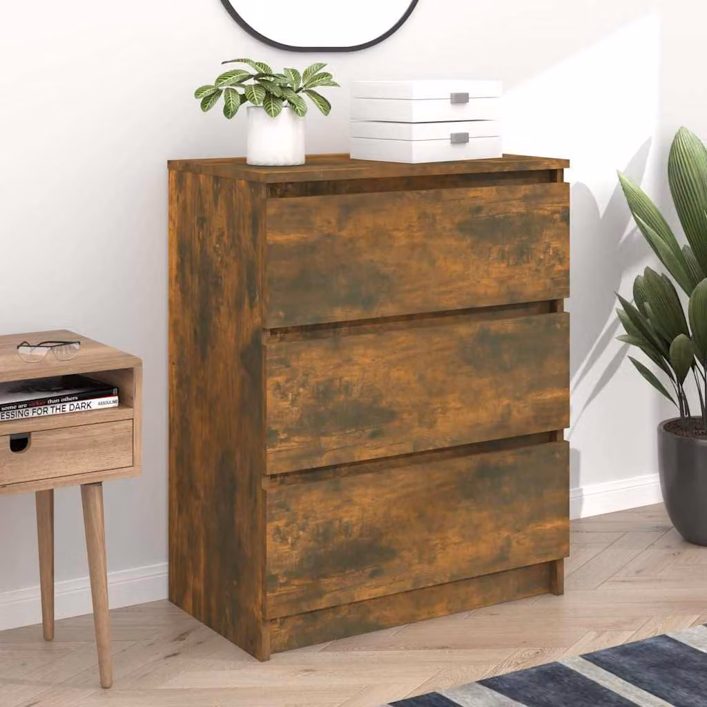 Credenza vidaXL in Legno Multistrato e MDF Rovere Fumo Marrone L: 60 cm, P: 35 cm, H: 76 cm