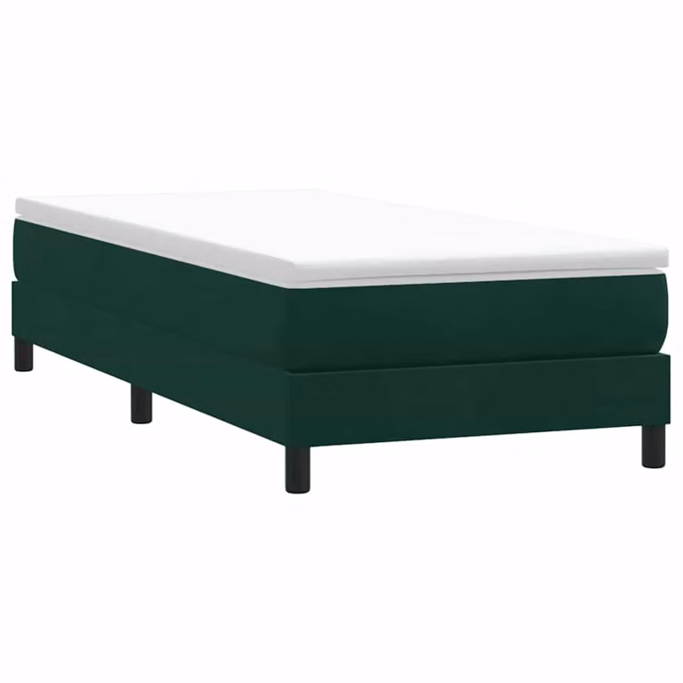 vidaXL Giroletto a Molle in Velluto Verde Scuro con Doghe in Legno L: 90 cm, P: 213 cm