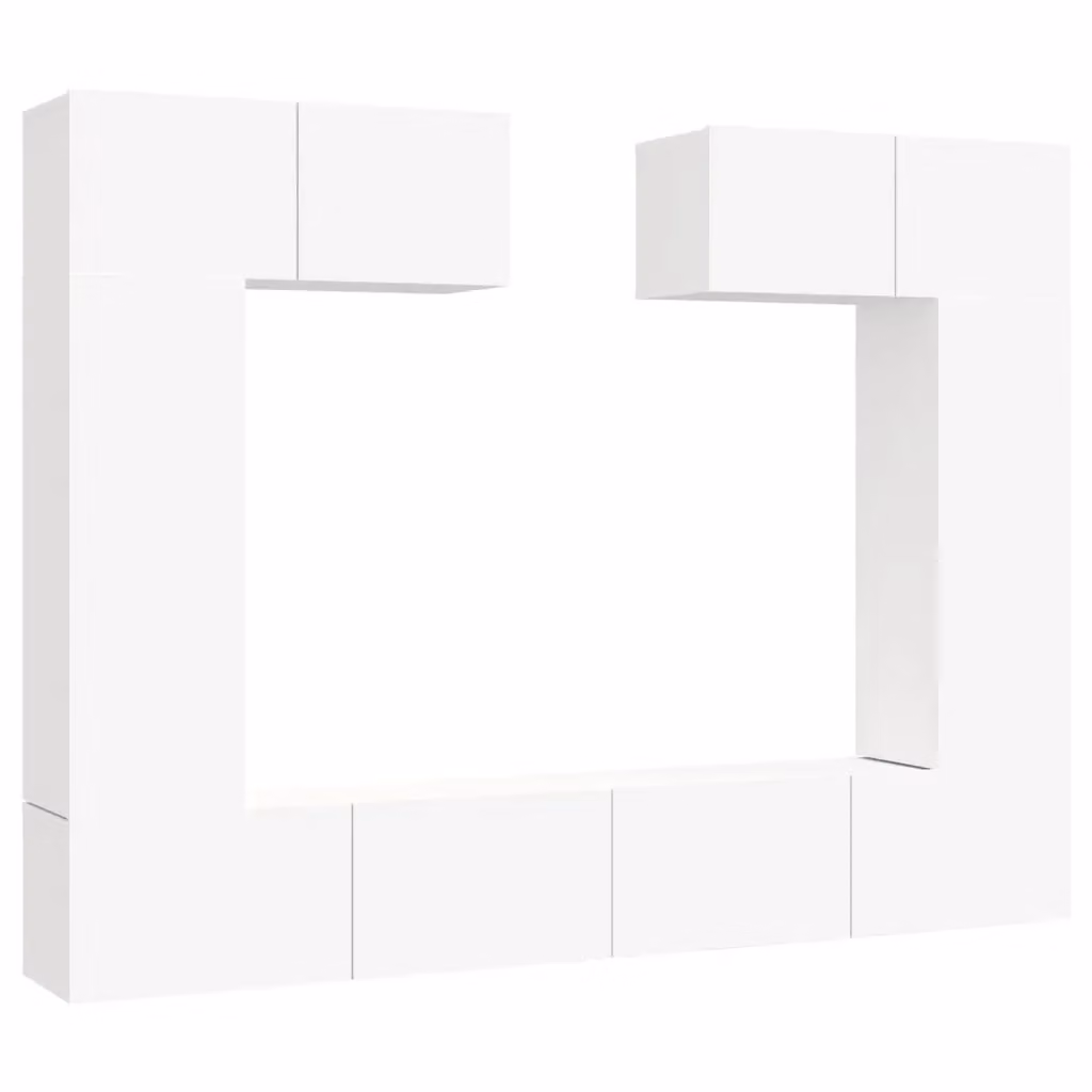 vidaXL Set di Mobili Porta TV Moderno 6 Pezzi Bianco in Legno e MDF da Appendere alla Parete – 2