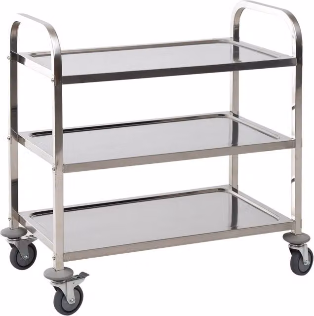 Carrello Portavivande da Cucina Benzoni con 3 Ripiani in Metallo Argento L/P/H: 85 x 45 x 90 cm