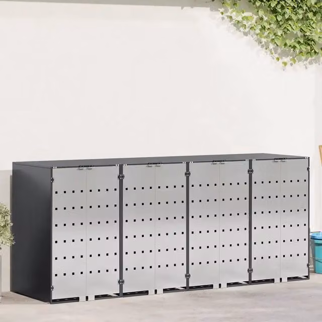 Contenitore per Rifiuti per 3 Bidoni Acciaio Inox Antracite 3394780