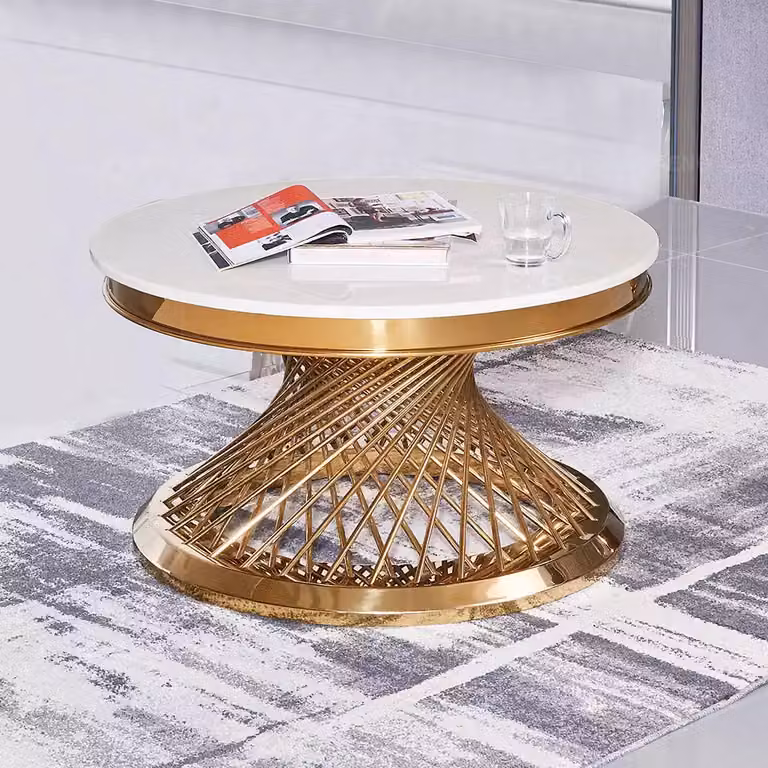 Couchtisch Design Wohnzimmer Luxus Edelstahl Runde Beistelltische Möbel