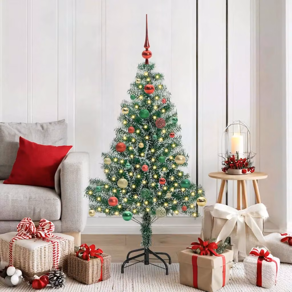 Albero di Natale Artificiale Imbiancato con Luci LED Warm White vidaXL, Altezza: 150 cm