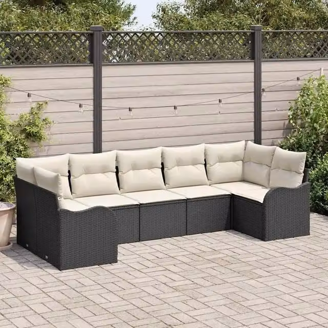 Set Divano da Giardino Nero polyrattan 3345847