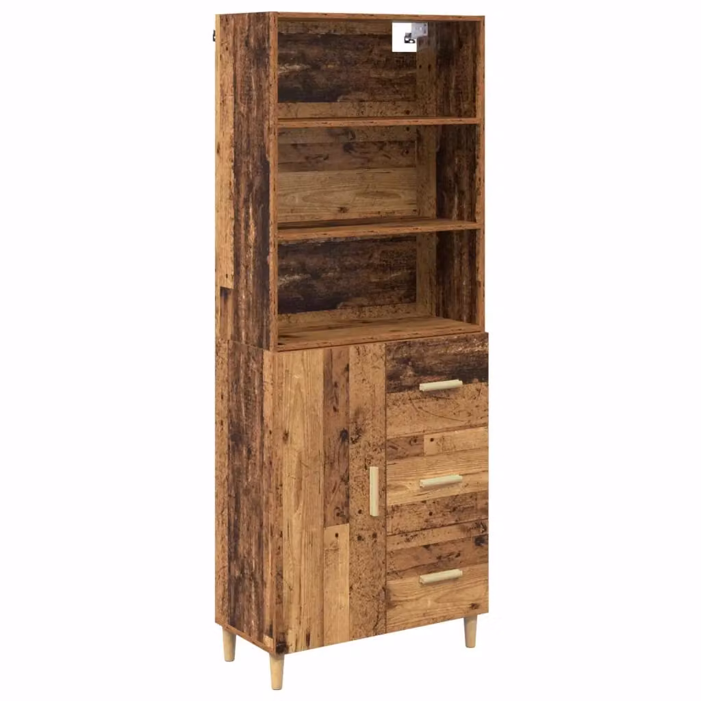 Credenza moderna in legno vecchio marrone vidaXL L: 69,5 cm, P: 32,5 cm, H: 180 cm – 2
