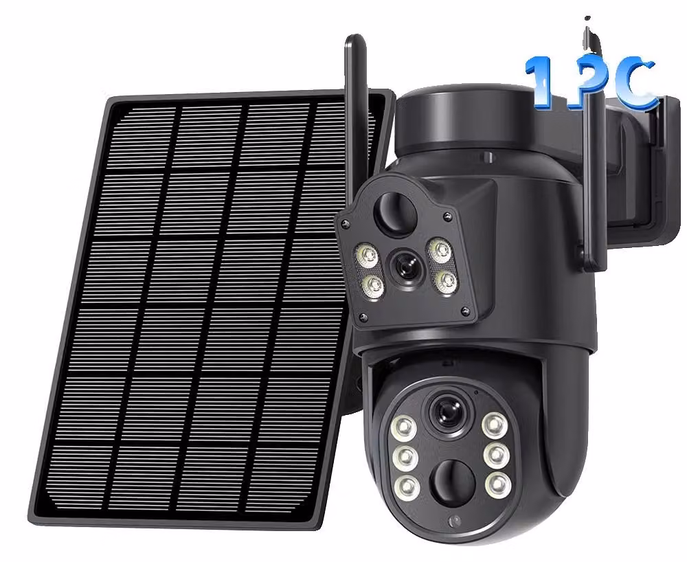 Telecamera di sicurezza, 1080p, Wi-Fi, alimentata a energia solare, fotocamera nera da 8 megapixel