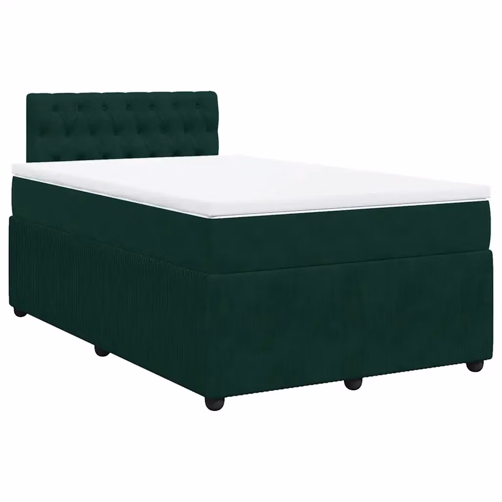 Letto con Giroletto a Molle e Materasso Ibrido vidaXL in Velluto Verde Scuro L/P: 120 x 200 cm – 2
