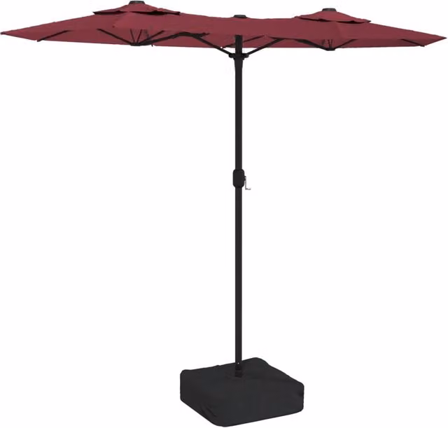 Ombrellone da giardino a doppia testa 316 x 145 cm protezione UV con base solida stile contemporaneo in poliestere rosso bordeaux 02_0047389